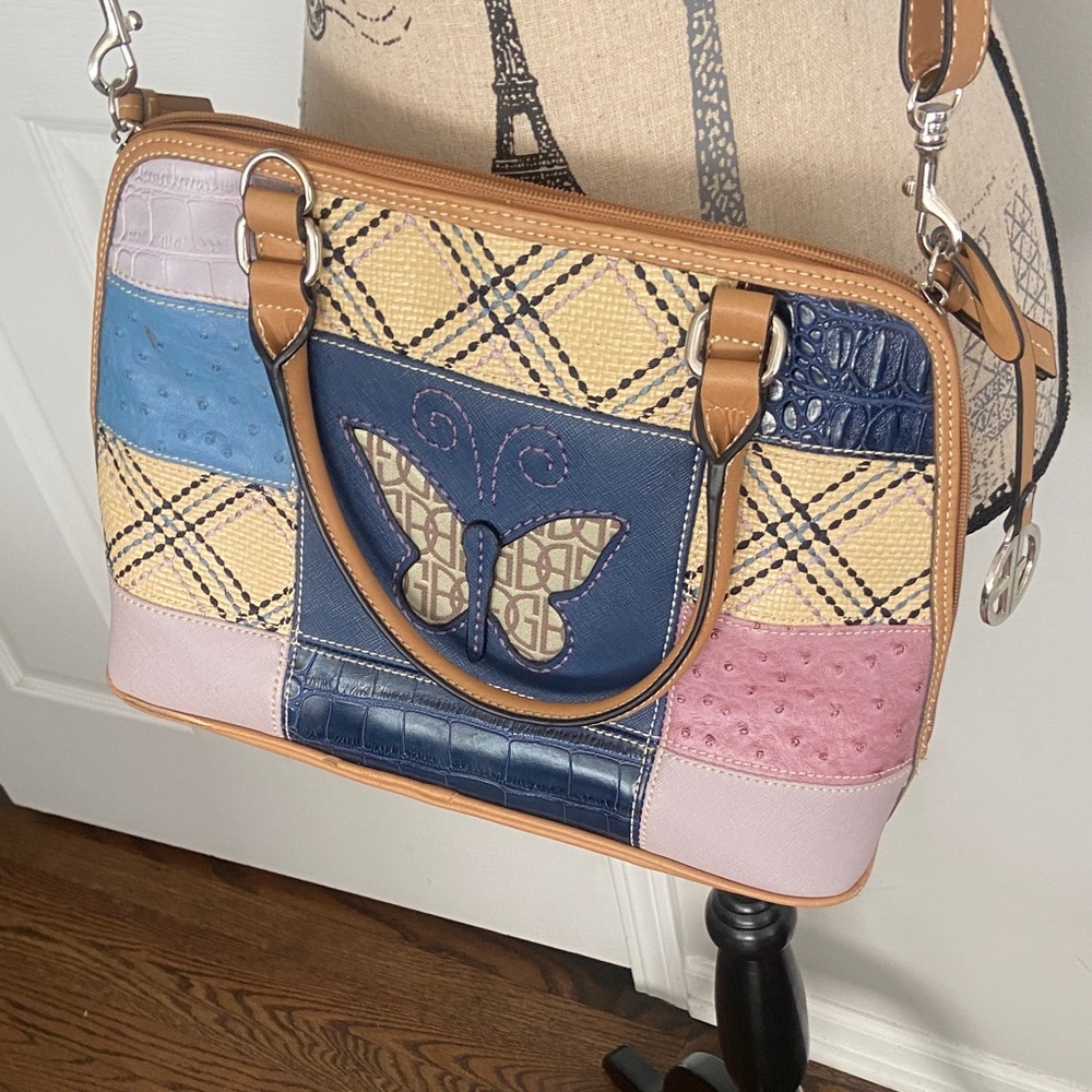 Giani Bernini Eucbutterfly Patchwork Dome Satchel… - image 5